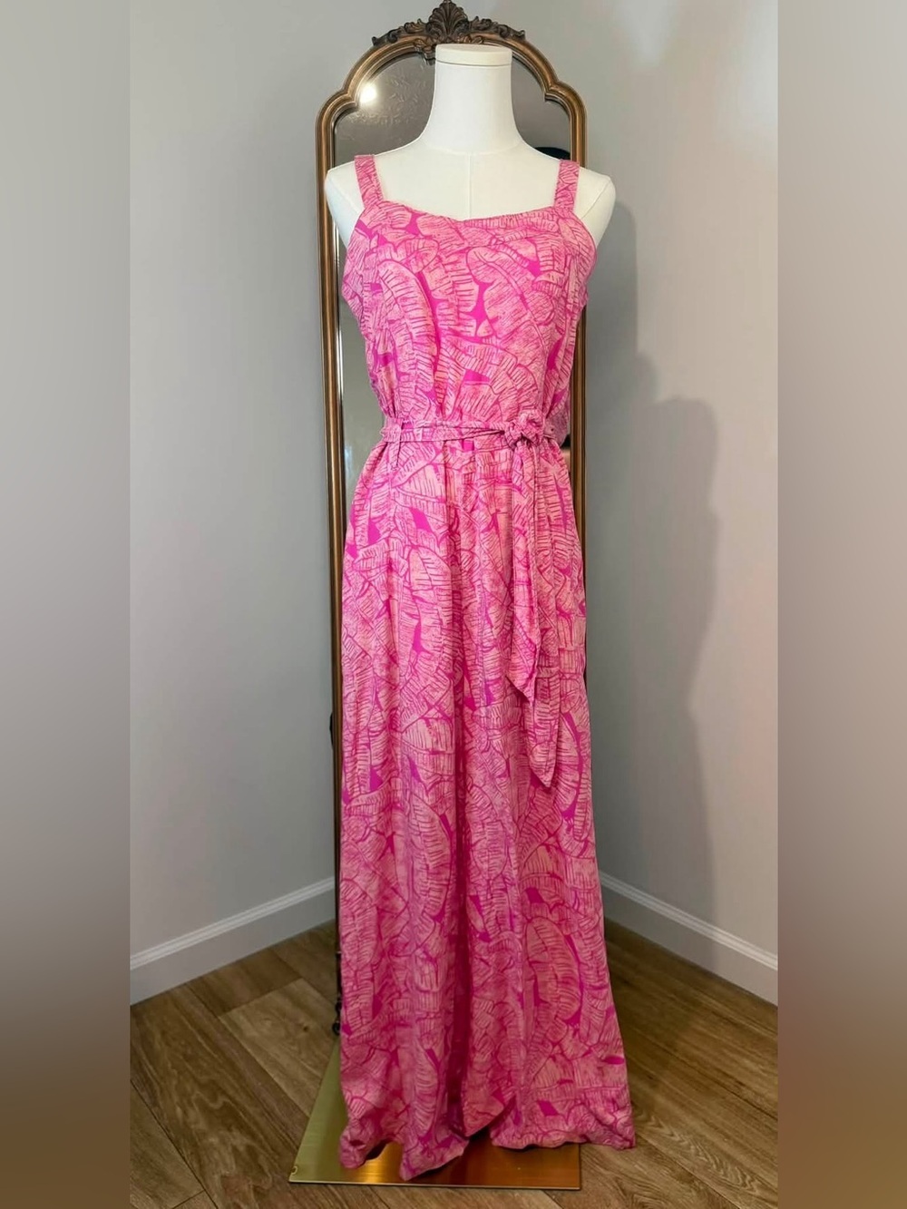 Margaritaville Pink Tropical Wide Leg Jumpsuit Size Small